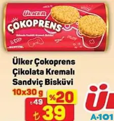 ÜLKER ÇOKOPRENS ÇİKOLATA KREMALI SANDVİÇ BİSKÜVİ 10X30 G